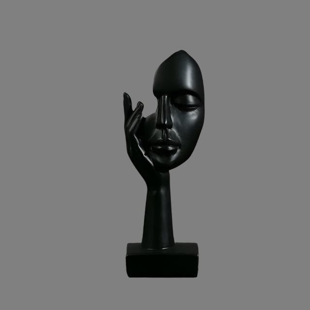 Nordique Face Sculpture – Resin Abstract Art Statue