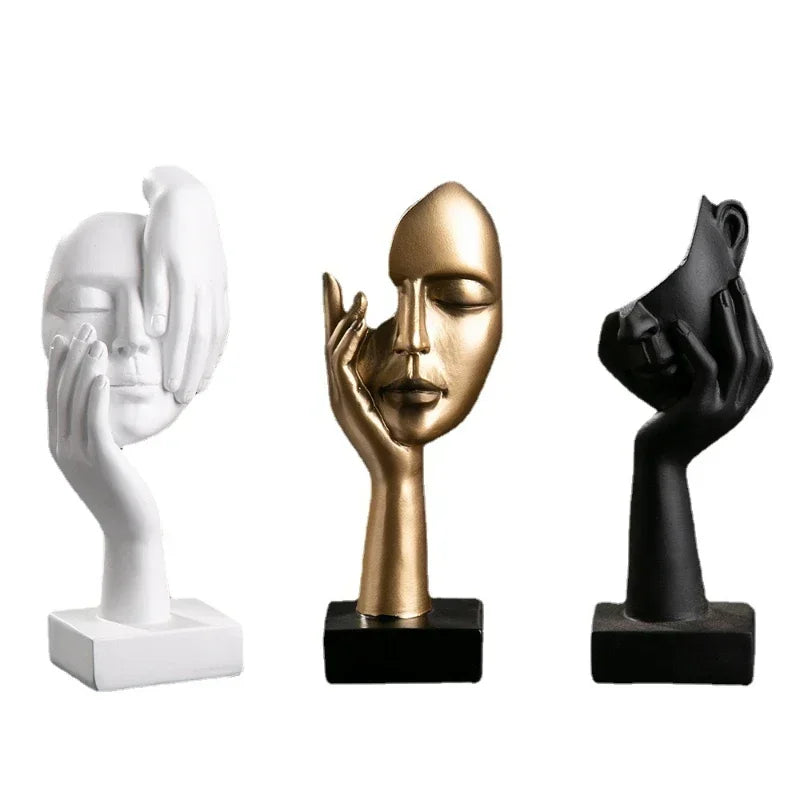 Nordique Face Sculpture – Resin Abstract Art Statue