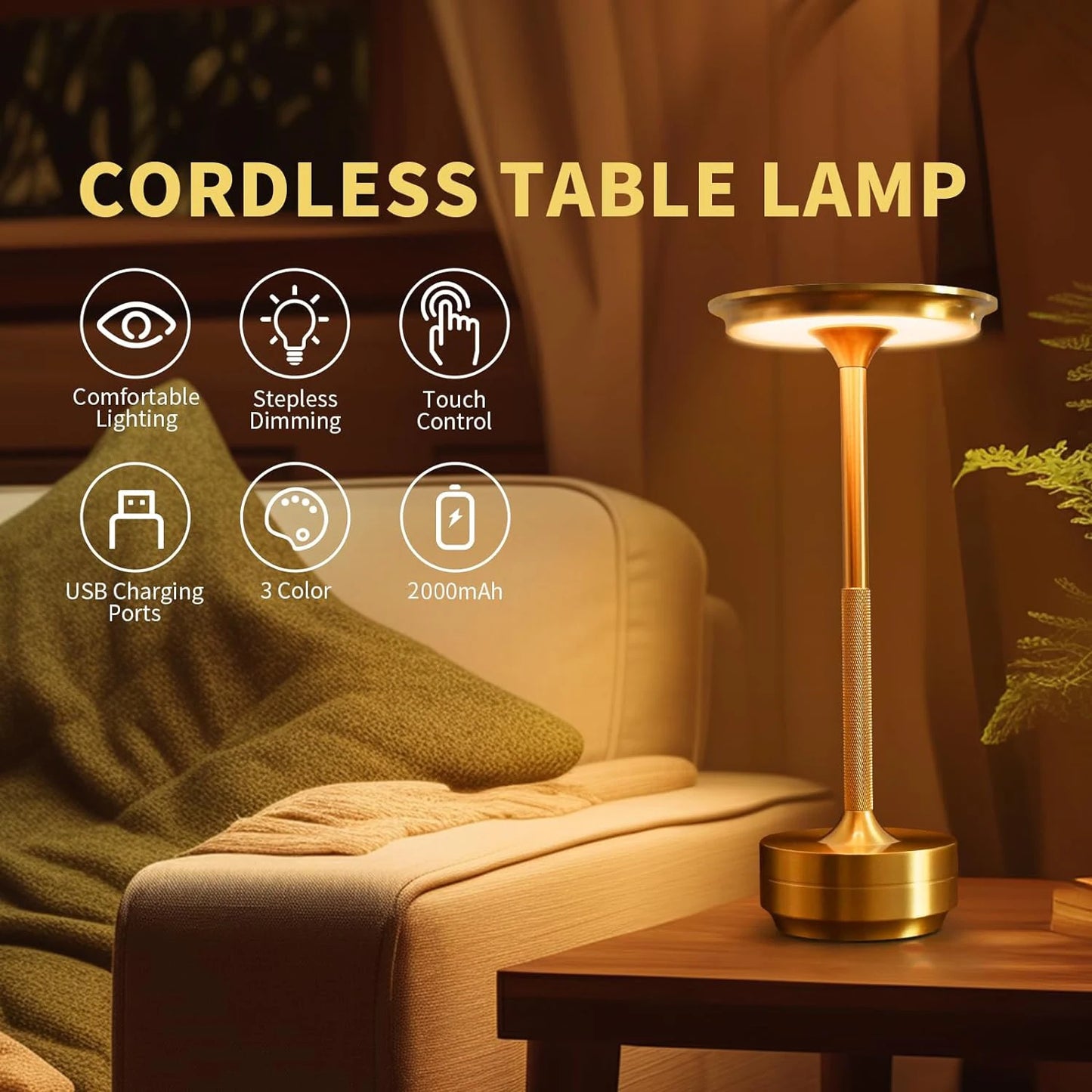 LumoTouch - Rechargeable LED Table Lamp with Touch Sensor