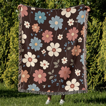 Retro Flower Woven Blanket