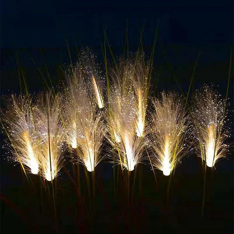 Solar Bulrush Landscape Lights - Fiber Reed Outdoor Path Lighting ...