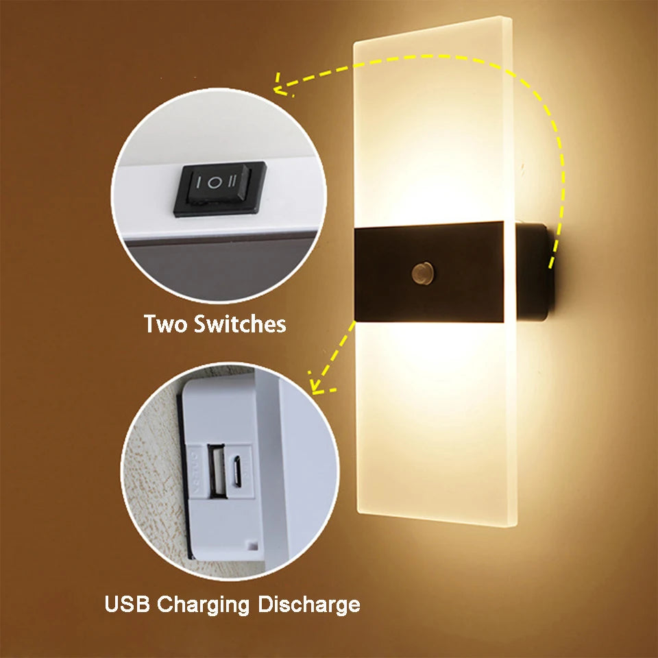 LumaGlow - USB Rechargeable LED Wall Light with Touch Sensor