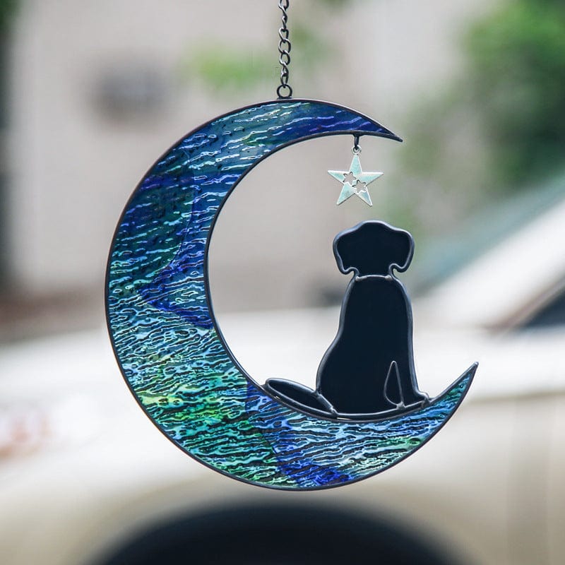 Moon XINGX Dog Creative Color Water-wave Glass Window Pendant