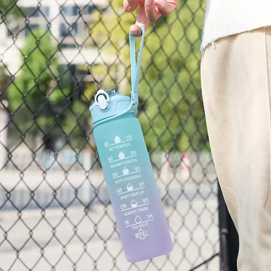 Water Bottle with Straw & Time Marker