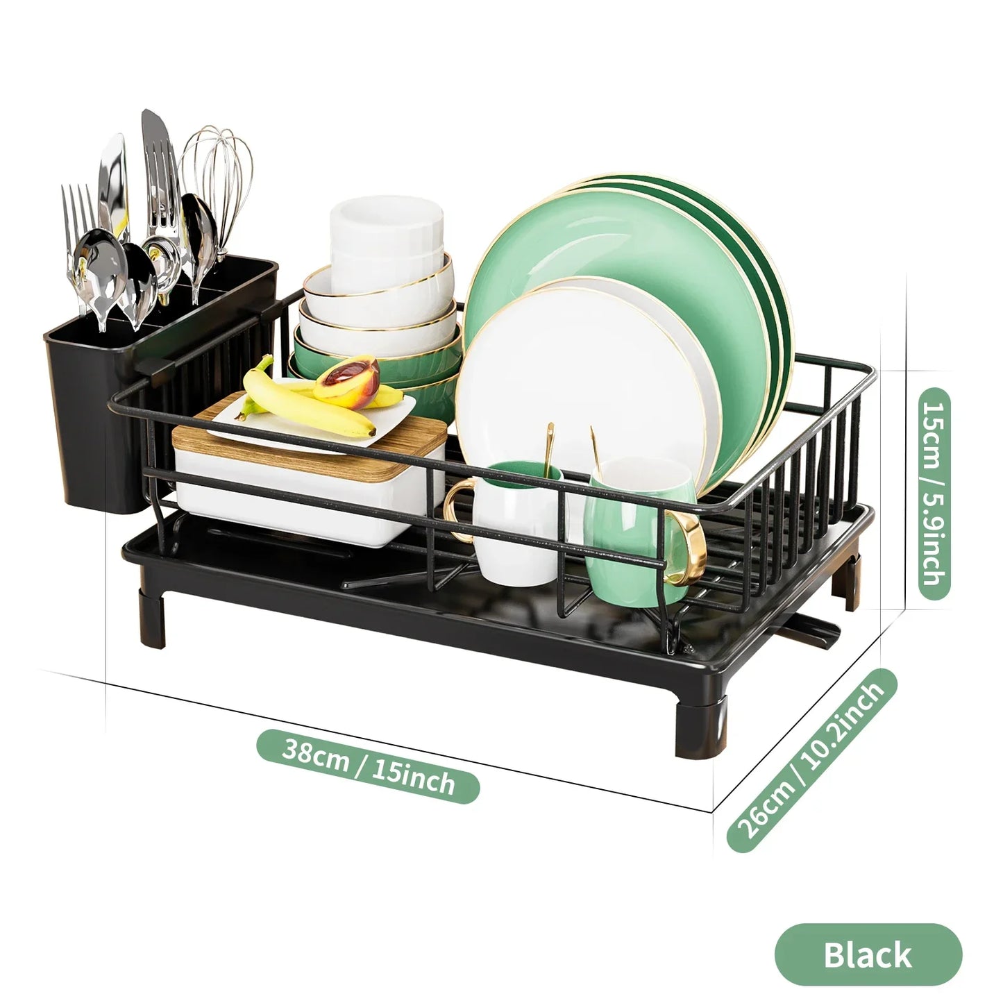 KitoDry - Compact Dish Draining Rack with Cutlery Holder