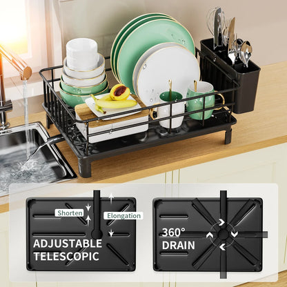 KitoDry - Compact Dish Draining Rack with Cutlery Holder