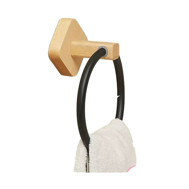 Svelture - Solid Wood Towel Ring with Matte Black Finish