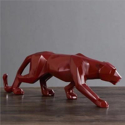 Geometric Panther Figurine in Durable Resin for Unique Home Decor - 26 x 8 cm