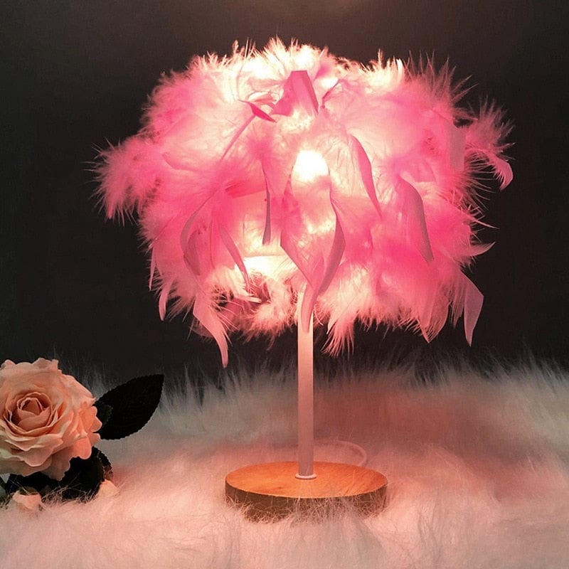 Feather lamp - Pink - Home Lighting - HomeRelaxOfficial