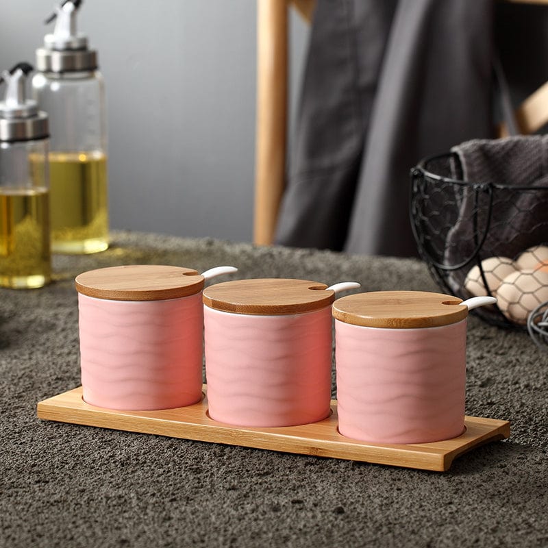Ceramic Seasoning Jar Set For Spices - Pink - Kitchen - HomeRelaxOfficial