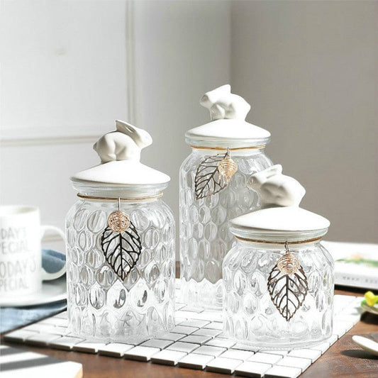 Crystal glass Nordic storage jar with lid - Kitchen - HomeRelaxOfficial