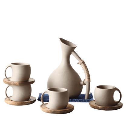 Porcelain Ceramic Set - Set (Kettle + 4 Mugs) - Kitchen - HomeRelaxOfficial