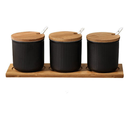 Nordic Ceramic Seasoning Jar Set For Spices - Black / 3 Jars - Kitchen - HomeRelaxOfficial