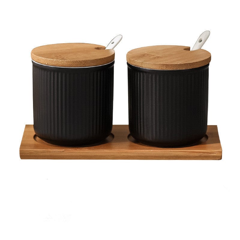 Nordic Ceramic Seasoning Jar Set For Spices - Black / 2 Jars - Kitchen - HomeRelaxOfficial