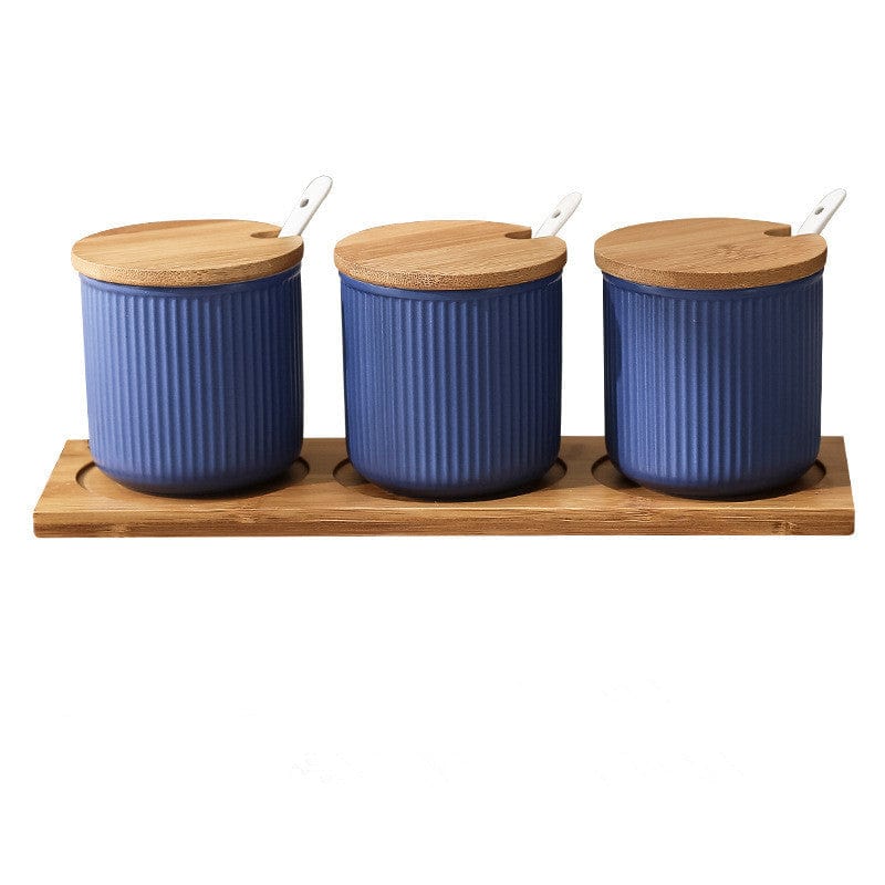 Nordic Ceramic Seasoning Jar Set For Spices - Blue / 3 Jars - Kitchen - HomeRelaxOfficial