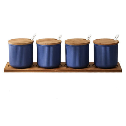 Nordic Ceramic Seasoning Jar Set For Spices - Blue / 4 Jars - Kitchen - HomeRelaxOfficial
