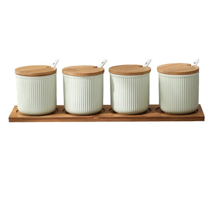 Nordic Ceramic Seasoning Jar Set For Spices - Green / 4 Jars - Kitchen - HomeRelaxOfficial