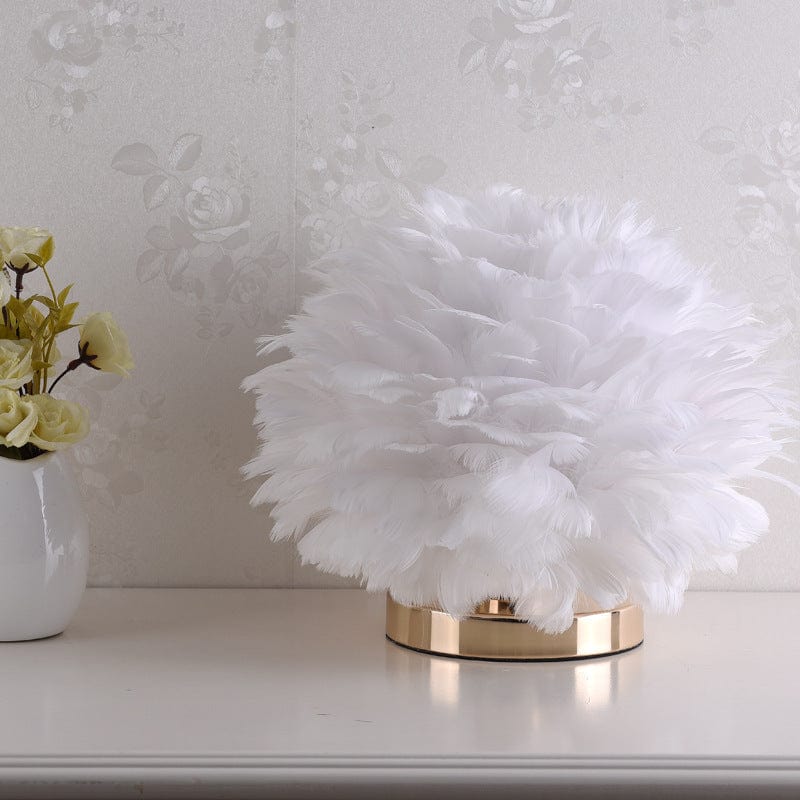 Feather Bedside Table Lamp - Aesthetic Table Lamp Aesthetic Bedroom Decor  Aesthetic Swan Feather Artistic Desk Lamp for Living Room Girls Room