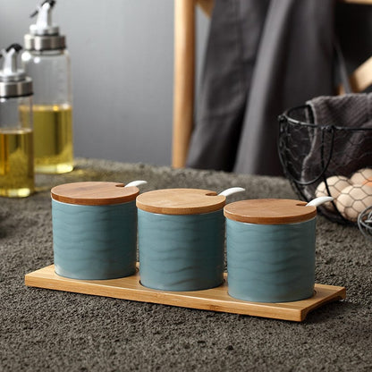 Ceramic Seasoning Jar Set For Spices - Green - Kitchen - HomeRelaxOfficial