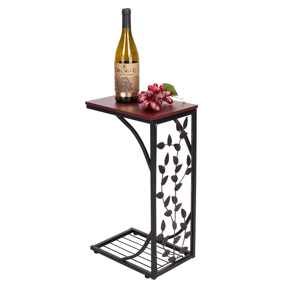 54*30.5*21CM Leaf Pattern Iron Side Table Coffee Table Brown - HomeRelaxOfficial
