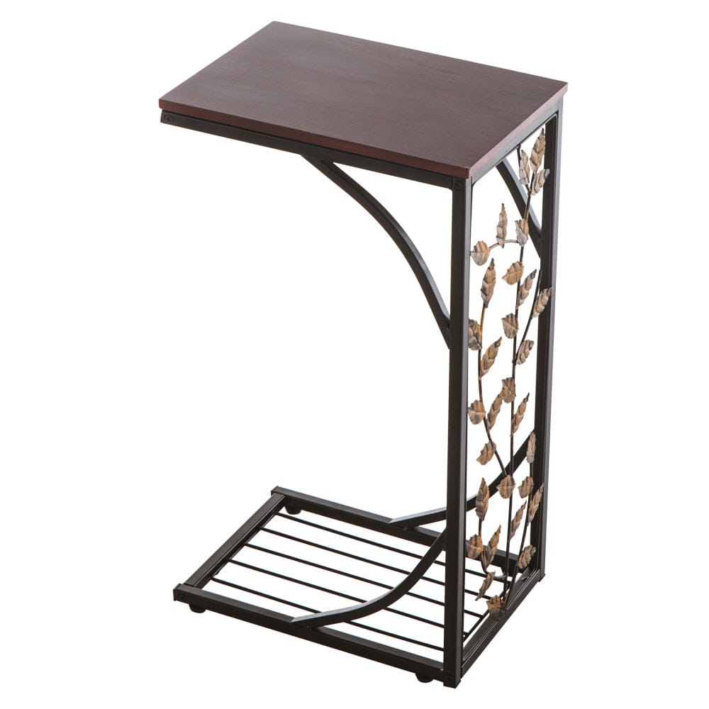 54*30.5*21CM Leaf Pattern Iron Side Table Coffee Table Brown - HomeRelaxOfficial