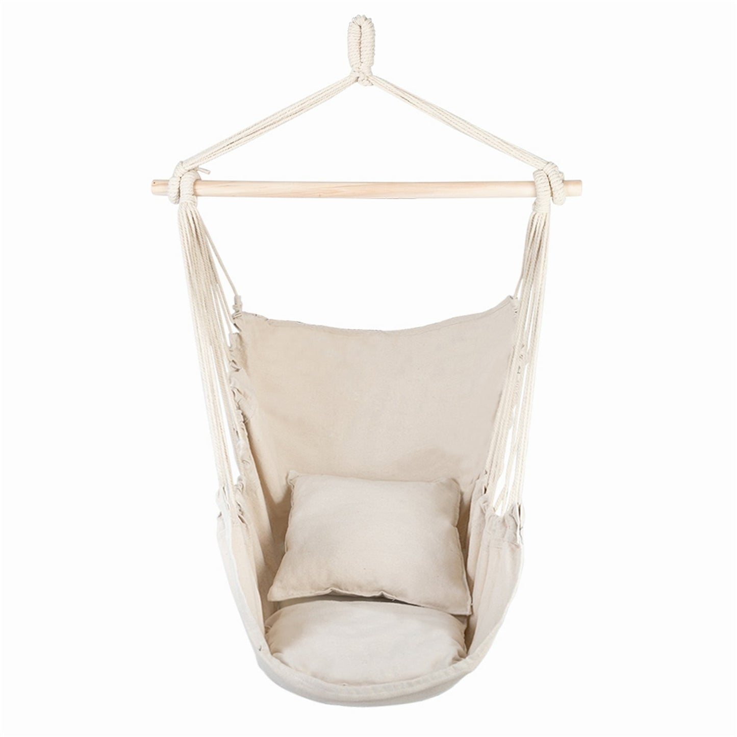 Hanging Rope Chair with Pillows - Beige - Default Title - HomeRelaxOfficial