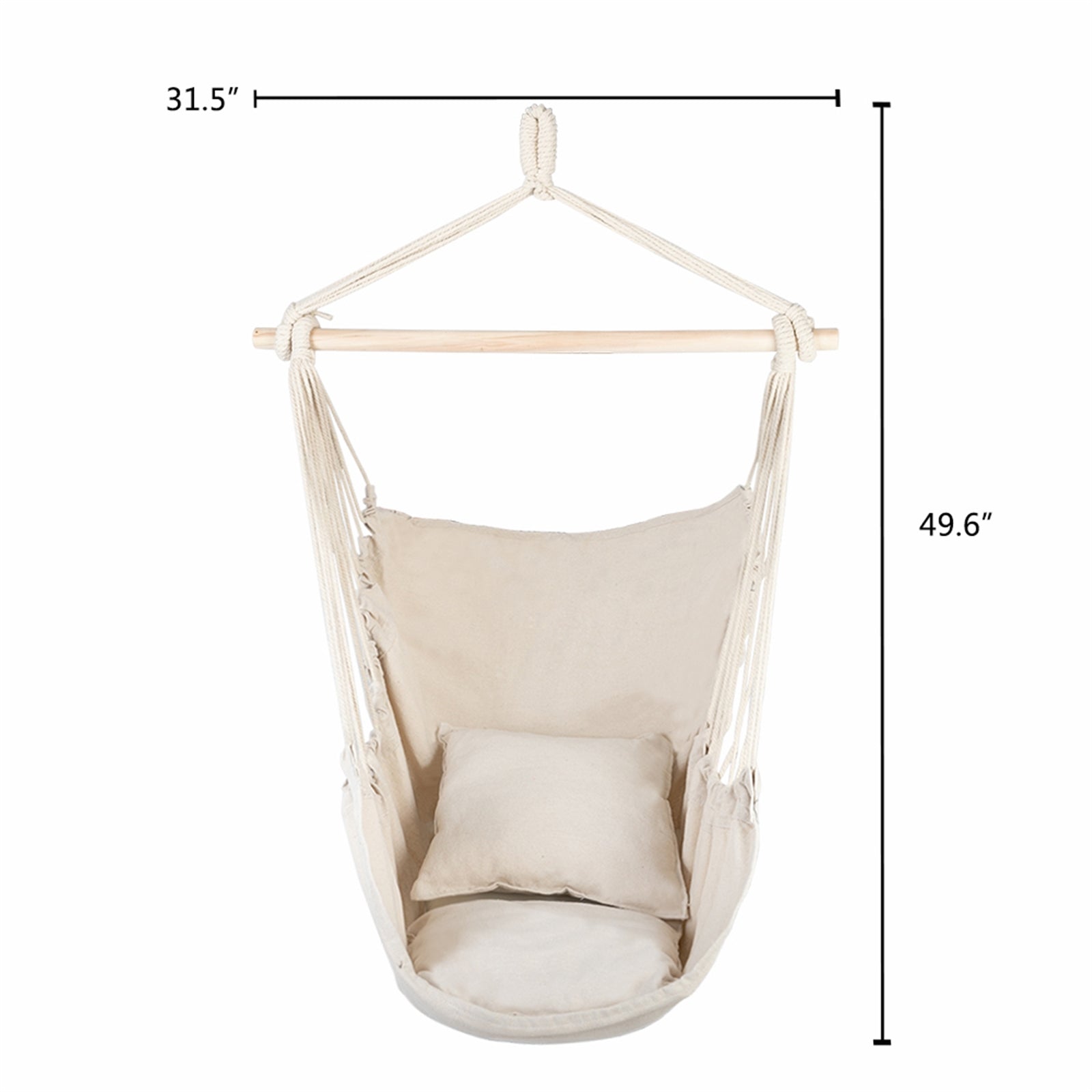 Hanging Rope Chair with Pillows - Beige - HomeRelaxOfficial