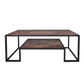 Modern Geometric-Inspired Wood Coffee Table, 2-Tier Sturdy Wood and Metal Cocktail Table for Home Living Room, Office, Rustic Oak - HomeRelaxOfficial