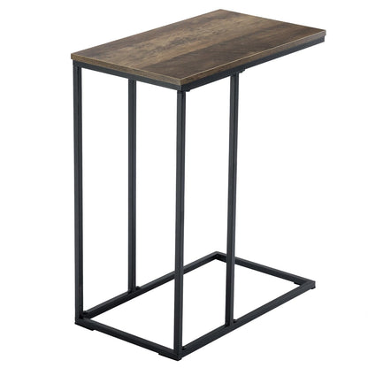 FCH 48*28*58cm C Type Single Layer MDF Iron Rectangle Brown Triamine Side Table Black Spray - Default Title - HomeRelaxOfficial