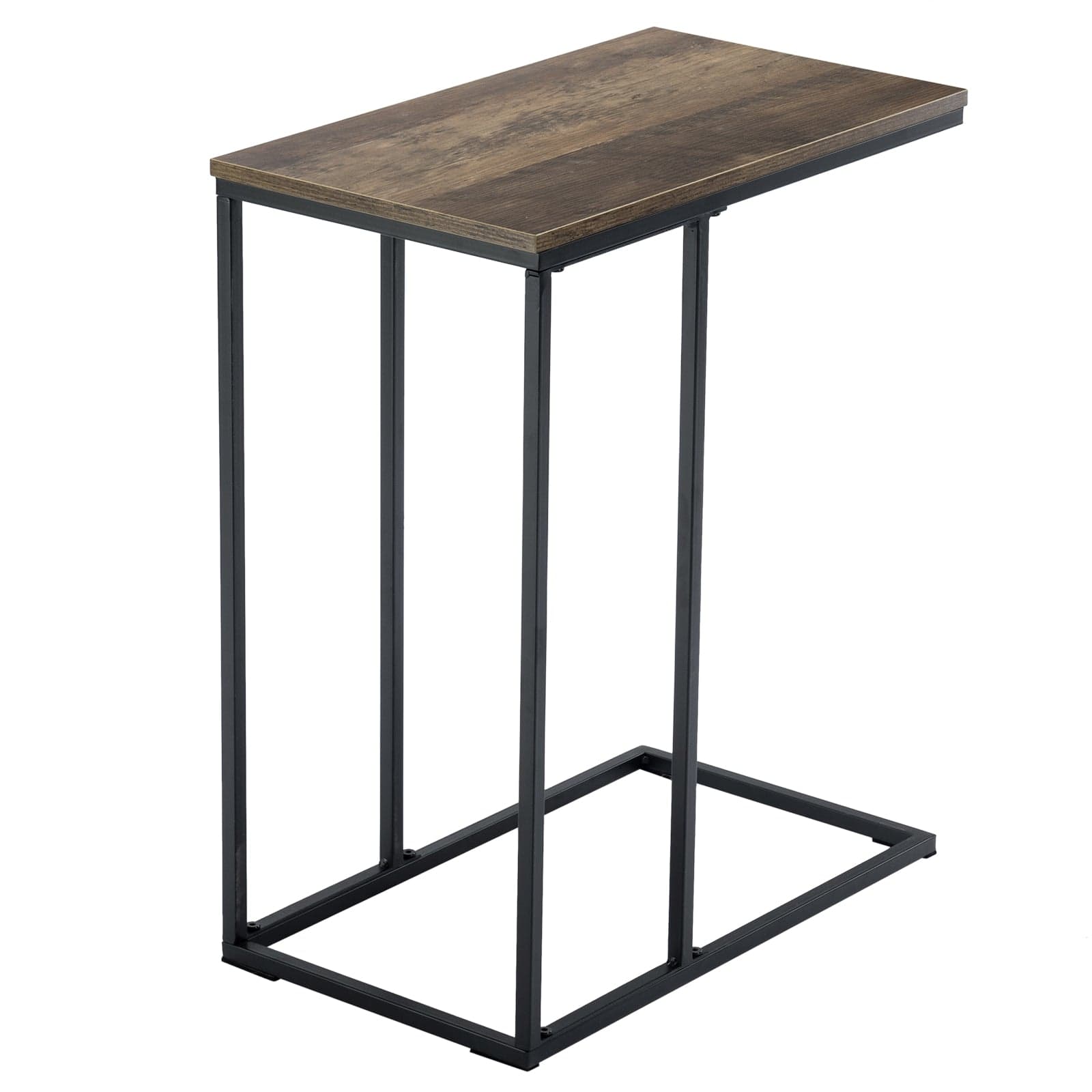 FCH 48*28*58cm C Type Single Layer MDF Iron Rectangle Brown Triamine Side Table Black Spray - HomeRelaxOfficial
