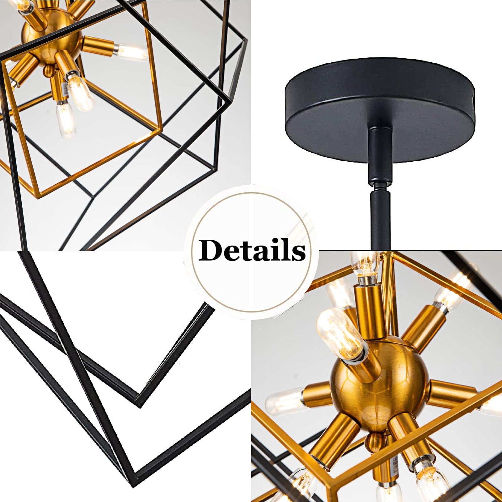 9 Light Sputnik Chandelier Black and Gold Chandelier, Modern Geometric Chandelier Gold Light,Mid Century Dining Room Chandelier Light Fixtures Over Table - HomeRelaxOfficial