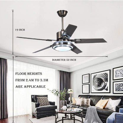 52 Inch Ceiling Fan with Light (5-Blades) - HomeRelaxOfficial