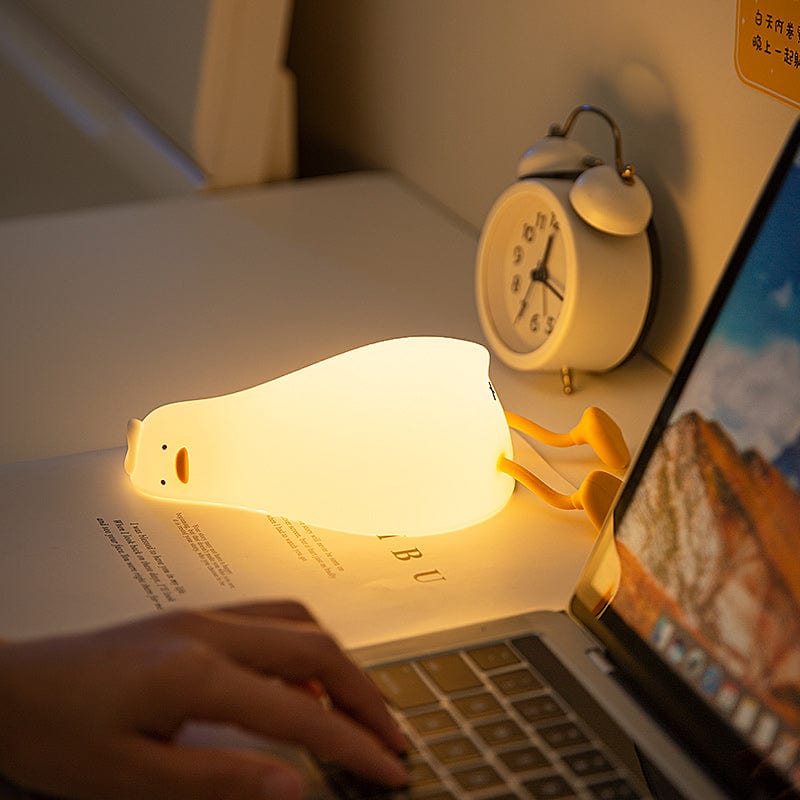 Lie Flat Duck Silicone Night Light Children's Bedside Table Lamp LED Smart With Sleep Night Light Pat Dimming Atmosphere Table Lamp Gift - Lamp - HomeRelaxOfficial