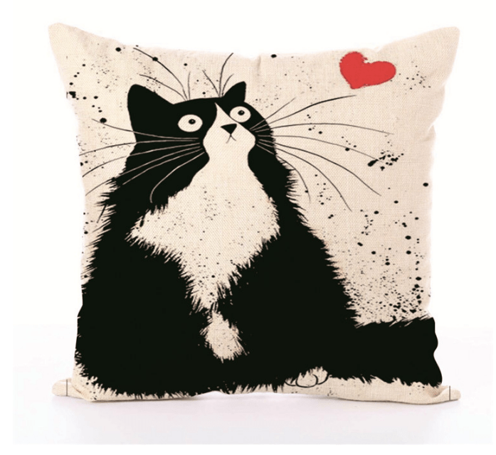 Black & White Cat Pillow Cases - Susi - Cushion Covers - HomeRelaxOfficial