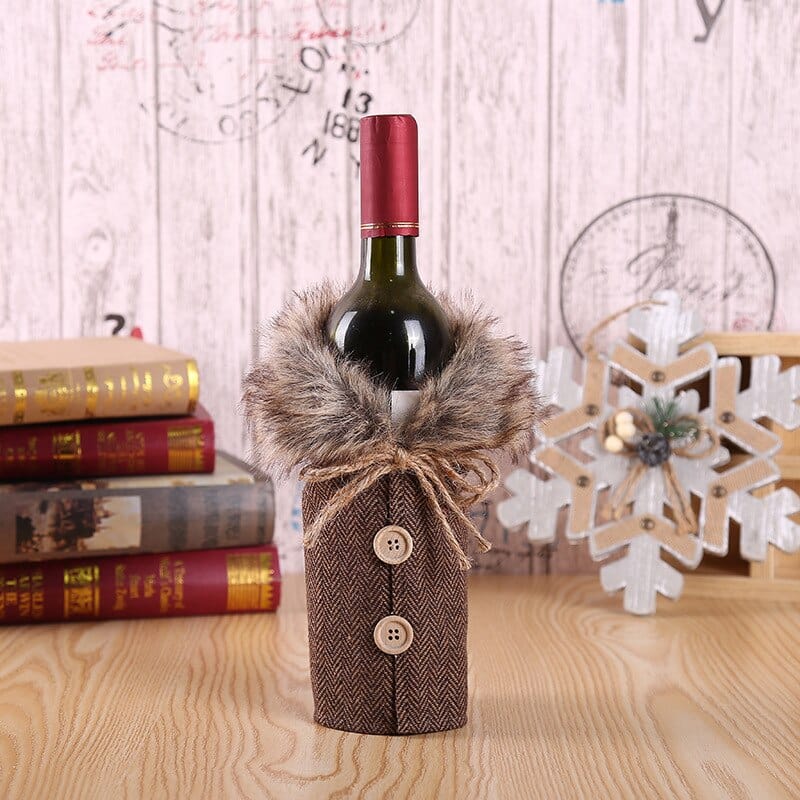 Christmas Wine Bottle Cover - Brown - HomeRelaxOfficial