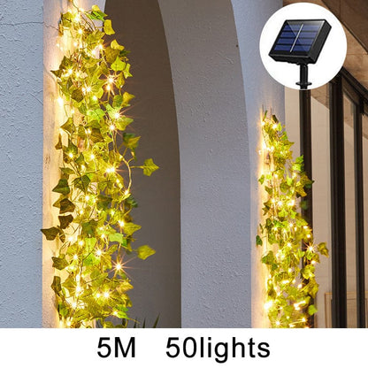 Solar Led Outdoor Garden Decorative Light - Twotone Maple Green Vine / 5M 50Lights Solar - Garden Decor - HomeRelaxOfficial