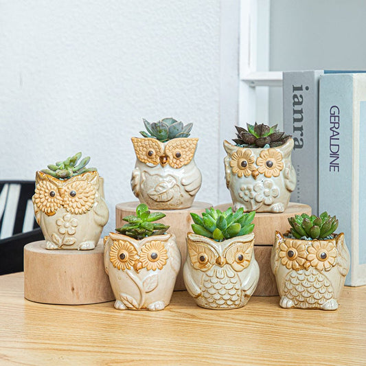 Ceramic Owl Succulent Vase - Vases - HomeRelaxOfficial