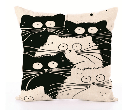 Black & White Cat Pillow Cases - Larrys Siblings - Cushion Covers - HomeRelaxOfficial