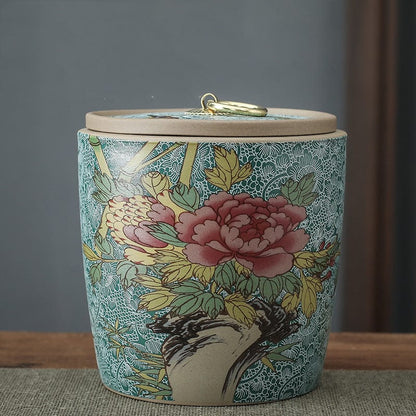 Chinese Tea Caddy Ceramic Airtight Pot Large Pu'er Red And Green Tea Storage Tank - Qiuju / Bucket jar - Kitchen - HomeRelaxOfficial