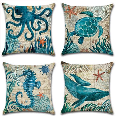 Marine Life Pillow Cover - 4 Pack Bundle ($40 OFF) / 18”x18” or 45cm x 45cm - Cushion Covers - HomeRelaxOfficial