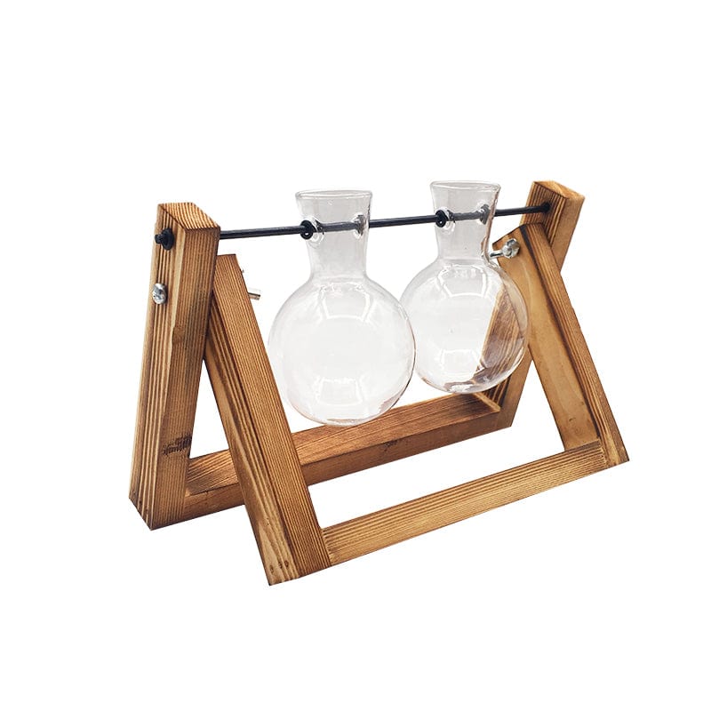 Swing Wooden Stand Hydroponic Plant Container Glass Vase - Type B - Vases - HomeRelaxOfficial