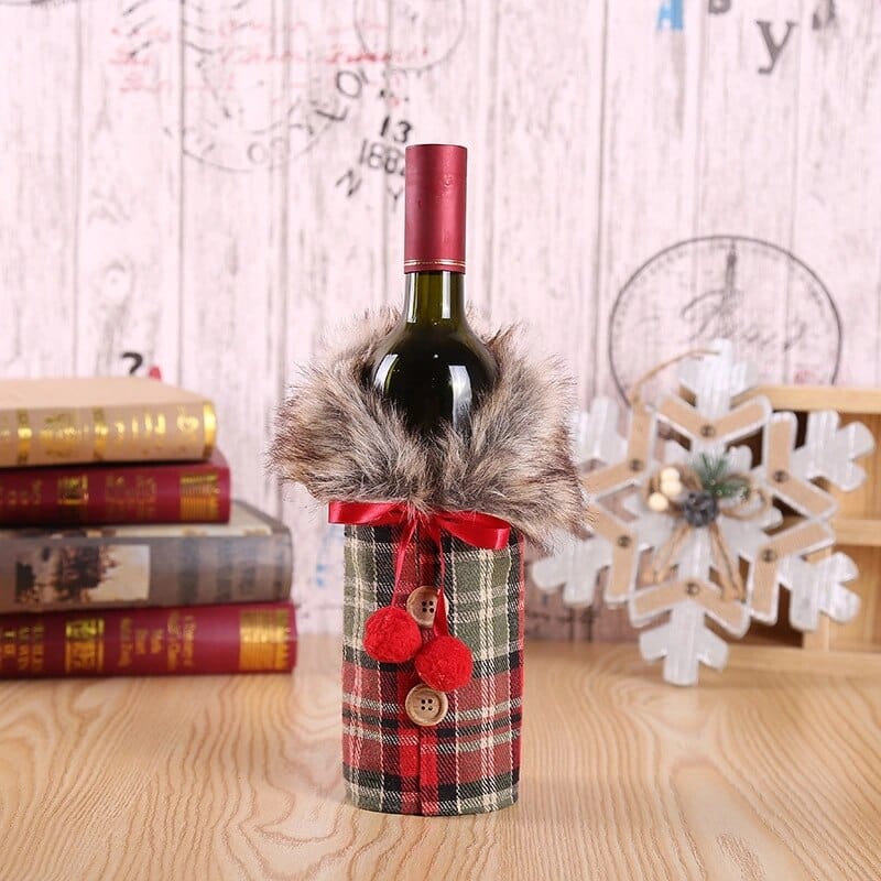 Christmas Wine Bottle Cover - Red - HomeRelaxOfficial