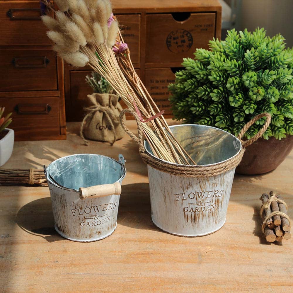 Retro Iron Flower Bucket Dry Flower Vase Decoration Flower Pot - Garden Decor - HomeRelaxOfficial