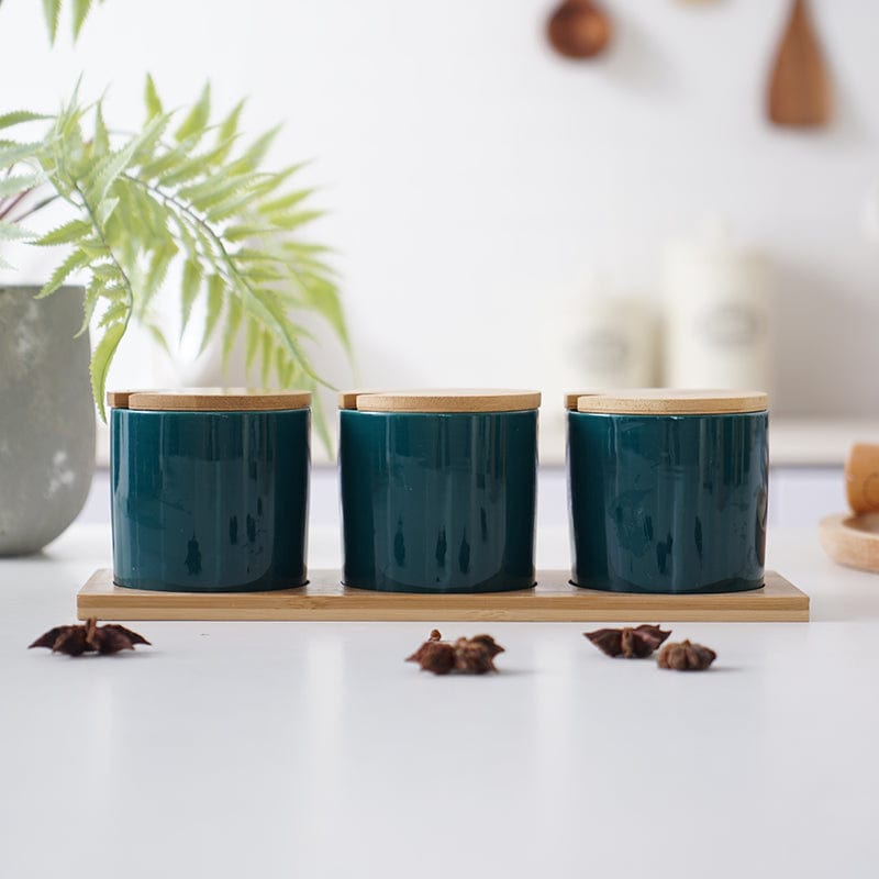 Ceramic Seasoning Jar Set For Spices - Malachite green - Kitchen - HomeRelaxOfficial