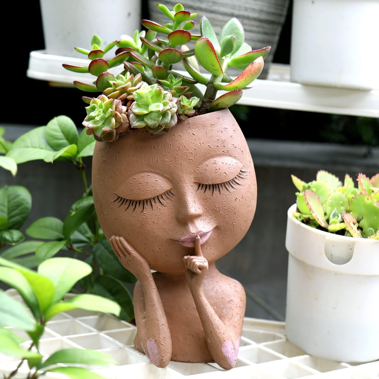 succulent pots with faces Succulent Planters, Face Planter, Planter With Face, Girl Planter, Face Vase, Cactus Planter, Resin Cactus Vase – HomeRelaxOfficial