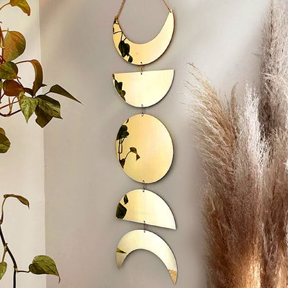Wall Hanging Sun And Crescent Acrylic Mirror Decoration - Gold - Wall Decoration - HomeRelaxOfficial