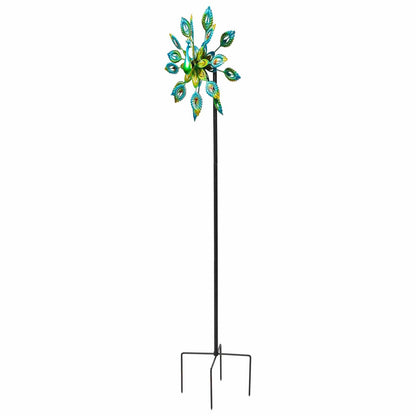 37.5*5*131cm Iron Peacock Display Shape Rotatable Courtyard European Windmill Colorful - HomeRelaxOfficial