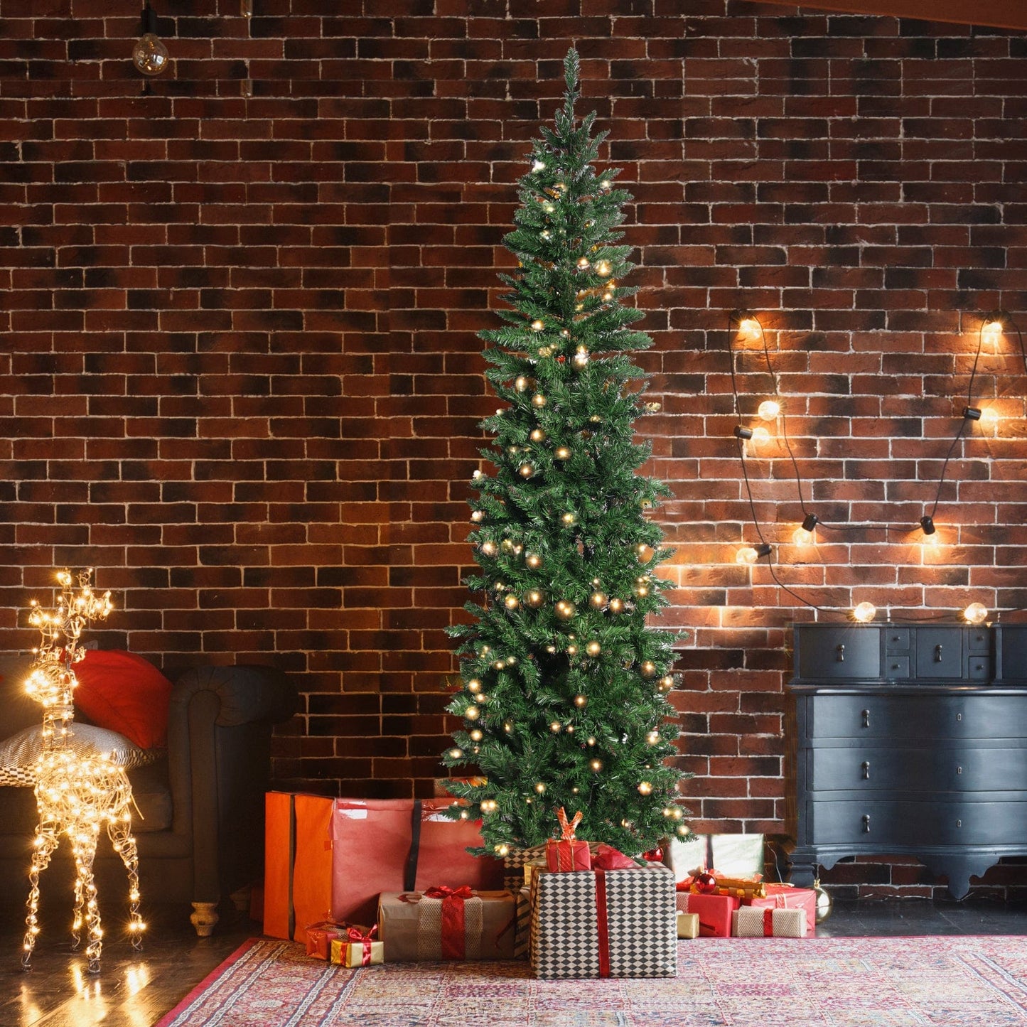 Pencil Christmas Tree with Lights - 6.5ft - Default Title - HomeRelaxOfficial