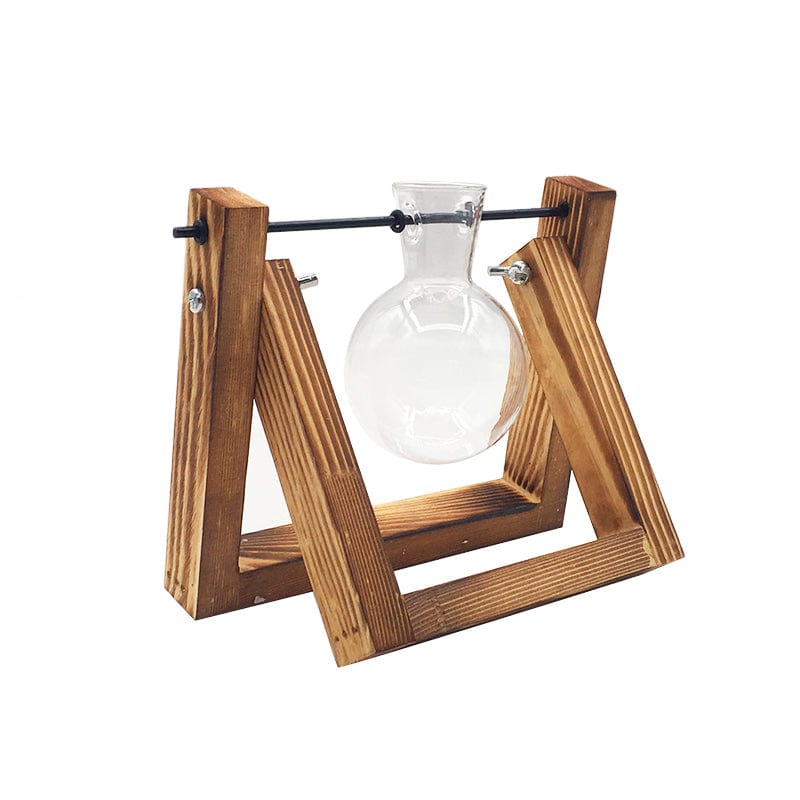 Swing Wooden Stand Hydroponic Plant Container Glass Vase - Type A - Vases - HomeRelaxOfficial