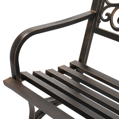 50in Butterfly Back Cross Feet Bronze Iron Bench